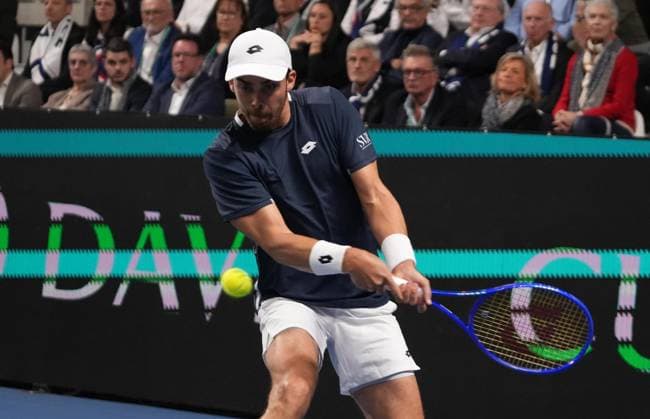 February 8, 2026, Le Portel, Bretagne, France: Benjamin Bonzi of Frenchvduring the Davis Cup 2026, Qualifiers tennis event on 8 February 2026 at Le Chaudron in Le Portel, France - Photo Le Portel France - ZUMAl193 20260208_zsp_l193_124 Copyright: xLaurentxLairysx
