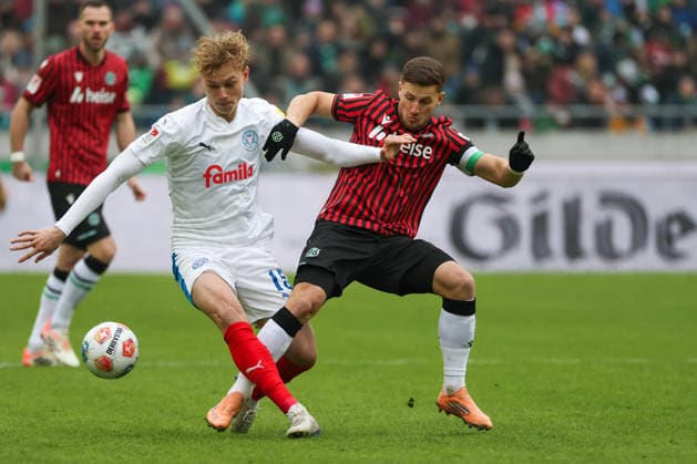 2 Bundesliga Hannover 96 Holstein Kiel on 08 02 2026 at the Heinz von Heiden Arena in Hannover Enzo Leopold Hannover vs Kasper Davidsen Kiel MH