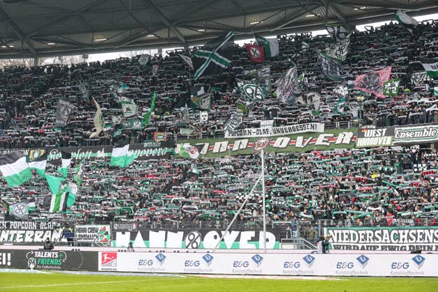 2 Bundesliga Hannover 96 Holstein Kiel on 08 02 2026 at the Heinz von Heiden Arena in Hannover The Hannover 96 fans in the north curve with a scarf parade MH