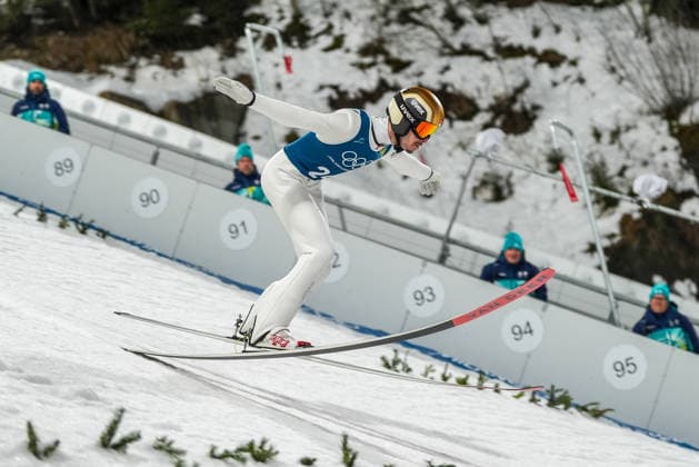 8th February 2026; Predazzo, Val di Fiemme, Italy: Milano Cortina 2026 Winter Olympics Ski jumping, Skispringen, Ski, nordisch men& x2019;s normal hill training HAUSWIRTH Sandro  PaoloxNucci Content restricted for UK based newspaper