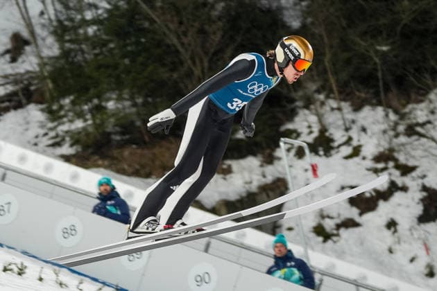 8th February 2026; Predazzo, Val di Fiemme, Italy: Milano Cortina 2026 Winter Olympics Ski jumping, Skispringen, Ski, nordisch men& x2019;s normal hill training FORFANG Johann Andre  PaoloxNucci Content restricted for UK based newspaper