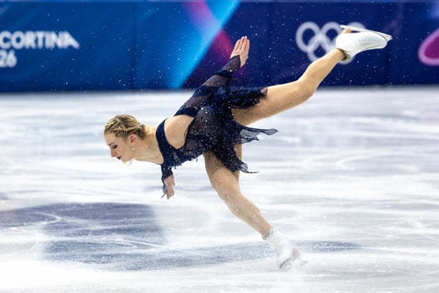 February 8, 2026, Cortina D ampezzo, Belluno, Italy: American Amber Glenn (4) (USA) performs in the Women Single Free Skating during the 2026 Winter Olympics at the Milano Ice Skating Arena on Sunday in Cortina d Ampezzo. Olympics 2026: Milano Cortina: Figure skating, Eiskunstlauf Team Women  - ZUMAj89_ 20260208_oly_j89_027 Copyright: xPaulxKitagakixJr.x