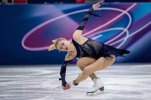 February 8, 2026, Cortina D ampezzo, Belluno, Italy: American Amber Glenn (4) (USA) performs in the Women Single Free Skating during the 2026 Winter Olympics at the Milano Ice Skating Arena on Sunday in Cortina d Ampezzo. Olympics 2026: Milano Cortina: Figure skating, Eiskunstlauf Team Women  - ZUMAj89_ 20260208_oly_j89_029 Copyright: xPaulxKitagakixJr.x