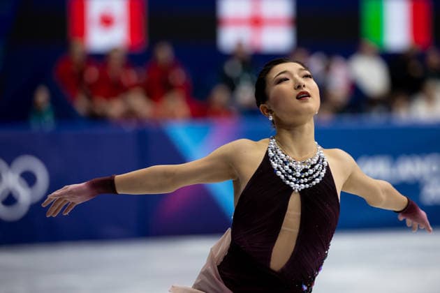 February 8, 2026, Cortina D ampezzo, Belluno, Italy: Japanese Kaori Sakamoto (JPN) performs in the Women Single Free Skating during the 2026 Winter Olympics at the Milano Ice Skating Arena on Sunday in Cortina d Ampezzo. Olympics 2026: Milano Cortina: Figure skating, Eiskunstlauf Team Women  - ZUMAj89_ 20260208_oly_j89_042 Copyright: xPaulxKitagakixJr.x