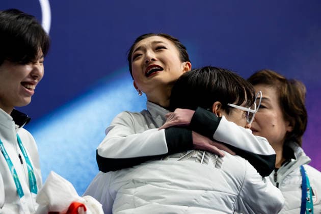 February 8, 2026, Cortina D ampezzo, Belluno, Italy: Japanese Kaori Sakamoto (JPN) reacts after her performance in the Women Single Free Skating during the 2026 Winter Olympics at the Milano Ice Skating Arena on Sunday in Cortina d Ampezzo. Olympics 2026: Milano Cortina: Figure skating, Eiskunstlauf Team Women  - ZUMAj89_ 20260208_oly_j89_058 Copyright: xPaulxKitagakixJr.x