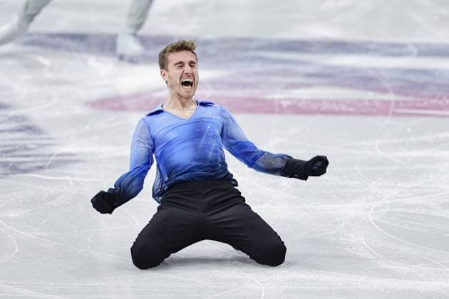 Milan Cortina Olympics: Figure skating, Eiskunstlauf Matteo Rizzo of Italy reacts after performing in the men s free program during the figure skating team event at the Milan Cortina Olympics at Milano Ice Skating Arena in Milan on Feb. 8, 2026.  A14AA0005258839P