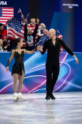 February 8, 2026, Cortina D ampezzo, Belluno, Italy: Americans Ellie Kam (USA) and Danny O Shea (USA) take to the ice to perform in the Team Event Pair Free Skating during the 2026 Winter Olympics at the Milano Ice Skating Arena on Sunday in Cortina d Ampezzo. Olympics 2026: Milano Cortina: Figure skating, Eiskunstlauf Team Pair  - ZUMAj89_ 20260208_oly_j89_060 Copyright: xPaulxKitagakixJr.x
