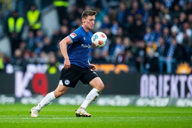 08 02 2026 Soccer, 2025 2026, 2 Bundesliga, 21 Matchday, DSC Arminia Bielefeld Eintracht Braunschweig Marius Wörl Bielefeld with ball DFL REGULATIONS PROHIBIT ANY USE OF PHOTOGRAPHS AS IMAGE SEQUENCES AND OR QUASI VIDEO