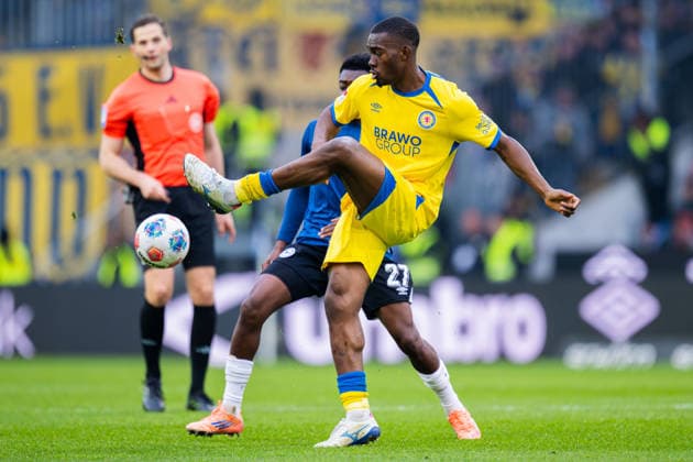 08 02 2026 Soccer, 2025 2026, 2 Bundesliga, 21 Matchday, DSC Arminia Bielefeld Eintracht Braunschweig Patrick Nkoa Braunschweig with ball DFL REGULATIONS PROHIBIT ANY USE OF PHOTOGRAPHS AS IMAGE SEQUENCES AND OR QUASI VIDEO