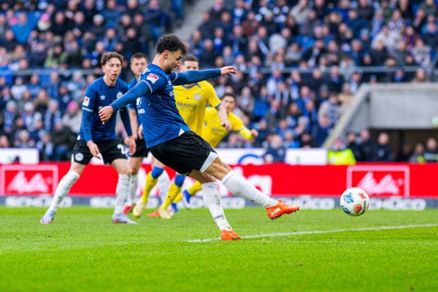 08 02 2026 Soccer, 2025 2026, 2 Bundesliga, 21 Matchday, DSC Arminia Bielefeld Eintracht Braunschweig Maximilian Bauer Bielefeld DFL REGULATIONS PROHIBIT ANY USE OF PHOTOGRAPHS AS IMAGE SEQUENCES AND OR QUASI VIDEO