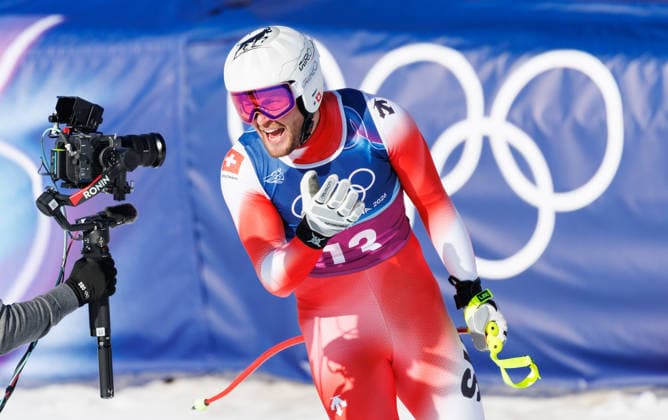 OLYMPICS - Winter Olympic Games, Olympische Spiele, Olympia, OS Milano Cortina 2026 BORMIO,ITALY,09.FEB.26 - OLYMPICS, ALPINE SKIING - Winter Olympic Games Milano Cortina 2026, team combined, downhill, men. Image shows Alexis Monney (SUI).  GEPAxpictures xHaraldxSteiner