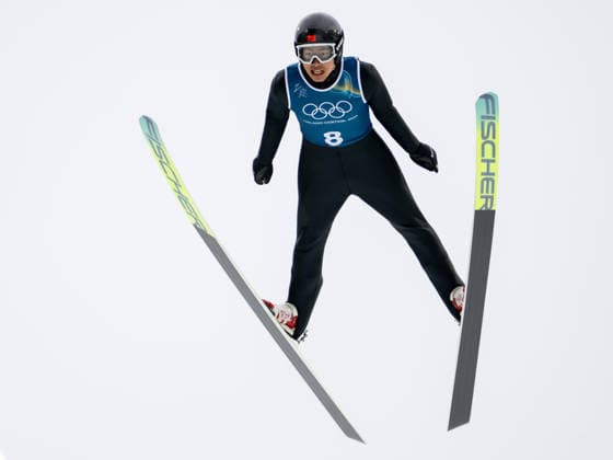 OLYMPICS - Winter Olympic Games, Olympische Spiele, Olympia, OS Milano Cortina 2026 VAL DI FIEMME,ITALY,09.FEB.26 - OLYMPICS, NORDIC SKIING, NORDIC COMBINED, Ski jumping, Skispringen, Ski, nordisch Winter Olympic Games Milano Cortina 2026, normal hill, training, men. Image shows Jiawen Zhao (CHN).  GEPAxpictures xOliverxLerch