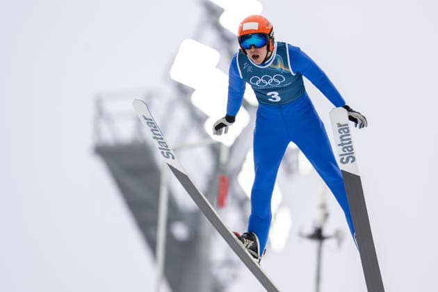OLYMPICS - Winter Olympic Games, Olympische Spiele, Olympia, OS Milano Cortina 2026 VAL DI FIEMME,ITALY,09.FEB.26 - OLYMPICS, NORDIC SKIING, NORDIC COMBINED, Ski jumping, Skispringen, Ski, nordisch Winter Olympic Games Milano Cortina 2026, normal hill, training, men. Image shows Chingiz Rakparov (KAZ).  GEPAxpictures xOliverxLerch