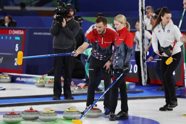 Olympics Milan Cortina 2026 Curling Italy vs United States, Cory THIESSE, Korey DROPKIN (USA), Cortina d Ampezzo, Italy, February 9, 2026. Photo Felice Calabro  Copyright: xFelicexCalabro x xipa-agency.netx xFELICExCALABRO x IPA_Agency_IPA71171166