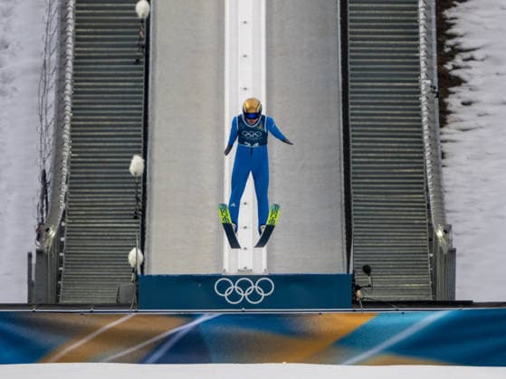 OLYMPICS - Winter Olympic Games, Olympische Spiele, Olympia, OS Milano Cortina 2026 VAL DI FIEMME,ITALY,09.FEB.26 - OLYMPICS, NORDIC SKIING, NORDIC COMBINED, Ski jumping, Skispringen, Ski, nordisch Winter Olympic Games Milano Cortina 2026, normal hill, training, men. Image shows Julian Schmid (GER).  GEPAxpictures xOliverxLerch