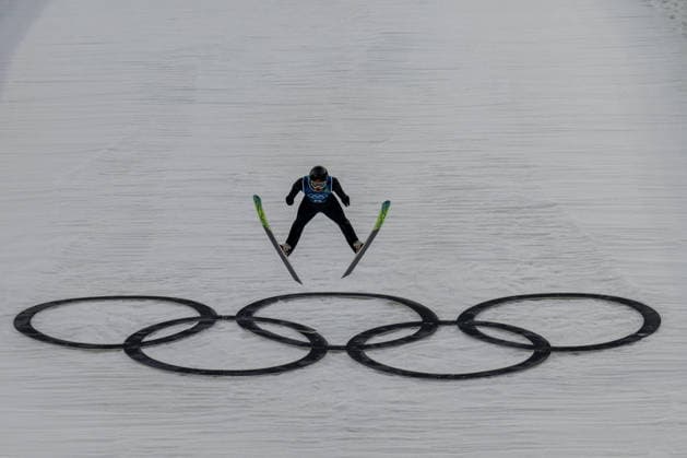 OLYMPICS - Winter Olympic Games, Olympische Spiele, Olympia, OS Milano Cortina 2026 VAL DI FIEMME,ITALY,09.FEB.26 - OLYMPICS, NORDIC SKIING, NORDIC COMBINED, Ski jumping, Skispringen, Ski, nordisch Winter Olympic Games Milano Cortina 2026, normal hill, training, men. Image shows Jiawen Zhao (CHN).  GEPAxpictures xOliverxLerch