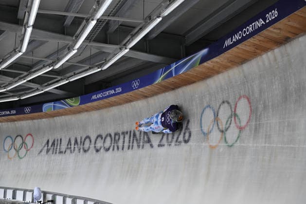 Milano Cortina 2026, IOC verbietet Helm von Wladyslaw Heraskewytsch, Archivbilder Heraskevych Vladyslav from Ukraine during the Winter Olympic Games, Olympische Spiele, Olympia, OS Milano Cortina 2026, in Cortina Sliding Centre , on February 9 2026, in Cortina, Italy  Copyright: xFedericoxManoni IPAxSportx xipa-agency.netx xx IPA_71175600 IPA_Agency_IPA71175600