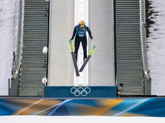 OLYMPICS - Winter Olympic Games, Olympische Spiele, Olympia, OS Milano Cortina 2026 VAL DI FIEMME,ITALY,09.FEB.26 - OLYMPICS, NORDIC SKIING, NORDIC COMBINED, Ski jumping, Skispringen, Ski, nordisch Winter Olympic Games Milano Cortina 2026, normal hill, training, men. Image shows Johannes Rydzek (GER).  GEPAxpictures xOliverxLerch