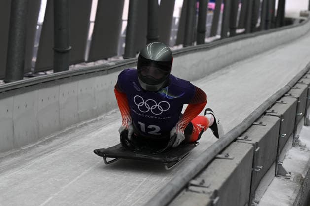 February 9, 2026, Cortina, Veneto, Italy: Auer Florian from Austria during the Winter Olympic Games, Olympische Spiele, Olympia, OS Milano Cortina 2026, in Cortina Sliding Centre , on February 9 2026, in Cortina, Italy Cortina Italy - ZUMAm345 20260209_oly_m345_016 Copyright: xFedericoxManonix