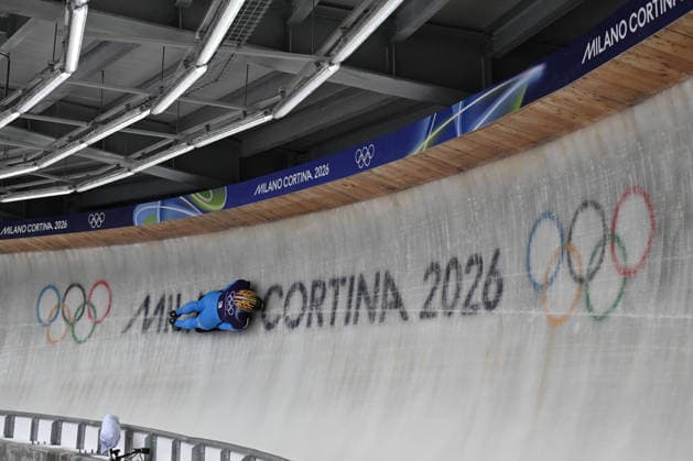 February 9, 2026, Cortina, Veneto, Italy: Gaspari Mattia from Italy during the Winter Olympic Games, Olympische Spiele, Olympia, OS Milano Cortina 2026, in Cortina Sliding Centre , on February 9 2026, in Cortina, Italy Cortina Italy - ZUMAm345 20260209_oly_m345_029 Copyright: xFedericoxManonix