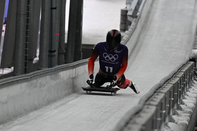 GIOCHI OLIMPICI - Olimpiadi Invernali Milano-Cortina 2026 - Skeleton Maier Samuel from Austria during the Winter Olympic Games, Olympische Spiele, Olympia, OS Milano Cortina 2026, in Cortina Sliding Centre , on February 9 2026, in Cortina, Italy Cortina D Ampezzo Italy  Copyright: xIPAxSport ABACAx