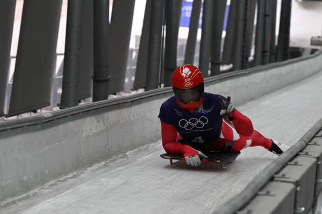 GIOCHI OLIMPICI - Olimpiadi Invernali Milano-Cortina 2026 - Skeleton Vestergaard johansen Rasmus from Denmark during the Winter Olympic Games, Olympische Spiele, Olympia, OS Milano Cortina 2026, in Cortina Sliding Centre , on February 9 2026, in Cortina, Italy Cortina D Ampezzo Italy  Copyright: xIPAxSport ABACAx