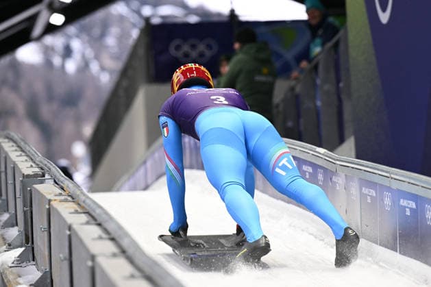 GIOCHI OLIMPICI - Olimpiadi Invernali Milano-Cortina 2026 - Skeleton Gaspari Mattia from Italy during the Winter Olympic Games, Olympische Spiele, Olympia, OS Milano Cortina 2026, in Cortina Sliding Centre , on February 9 2026, in Cortina, Italy Cortina D Ampezzo Italy  Copyright: xIPAxSport ABACAx