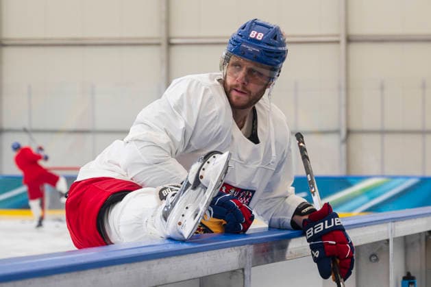 Czech David Pastrnak in action during the training session during the Milano Cortina 2026 Winter Olympic Games, Olympische Spiele, Olympia, OS in Milan, Italy, on February 9, 2026. (CTKxPhoto MichalxKamaryt) CTKPhotoP2026020905174  CTKPhotoP2026020905174