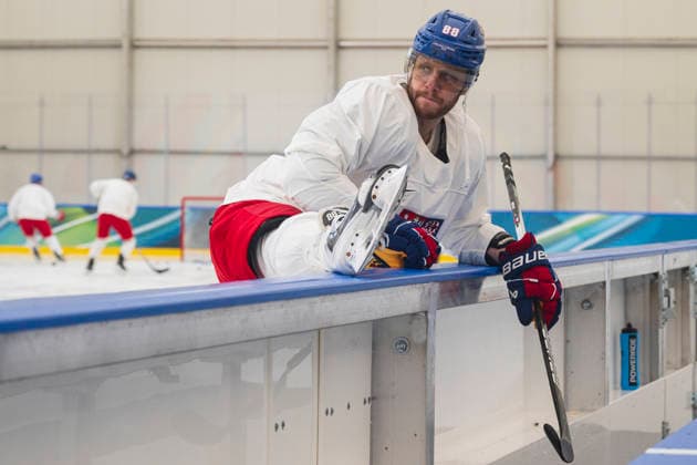 Czech David Pastrnak in action during the training session during the Milano Cortina 2026 Winter Olympic Games, Olympische Spiele, Olympia, OS in Milan, Italy, on February 9, 2026. (CTKxPhoto MichalxKamaryt) CTKPhotoP2026020905262  CTKPhotoP2026020905262