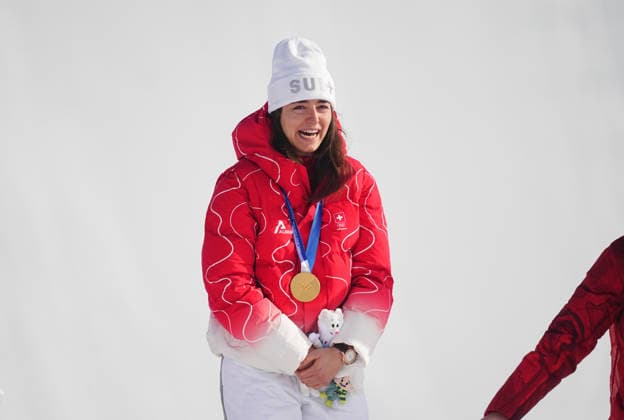 Mathilde Gremaud (Switzerland) celebrates winning gold during the Women s Freeski Slopestyle Freestyle Skiing competition on Day 3 of the Milano Cortina 2026 Winter Olympic Games, Olympische Spiele, Olympia, OS at Livigno Snow Park on February 9, 2026 in Livigno, Italy. Thor Wegner DeFodi Images (Photo by DeFodi Images) - *** Mathilde Gremaud Switzerland celebrates winning gold during the Women s Freeski Slopestyle Freestyle Skiing competition on Day 3 of the Milano Cortina 2026 Winter Olympic games at Livigno Snow Park on February 9, 2026 in Livigno, Italy Thor Wegner DeFodi Images Photo by DeFodi Images