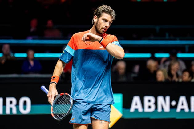 2026-02-09 ABN AMRO Open - Day One ROTTERDAM, NETHERLANDS - FEBRUARY 9: Cameron Norrie looks dejected during Day One of the ABN AMRO Open at Rotterdam Ahoy on February 9, 2026 in Rotterdam, Netherlands. (Photo by Gabriel Calvino Alonso BSR Agency) Rotterdam Netherlands Content not available for redistribution in The Netherlands directly or indirectly through any third parties. Copyright: xBSRxAgencyx