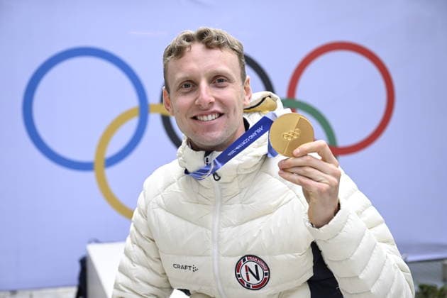 Milano Cortina 2026, speed skating, men, 5000 metres, Olympic champion Sander Eitrem press conference