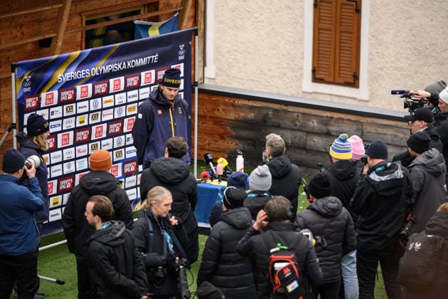260209 Edvin Anger of the Swedish national cross-country skiing team at a press meet during day 3 of the 2026 Winter Olympics on February 9, 2026 in Val di Fiemme. Photo: Maxim Thore BILDBYRAN kod MT MT0967 skidor cross-country skiing langrenn Olympic Games, Olympische Spiele, Olympia, OS olympics winter olympics os ol olympiska spel vinter-os olympiske leker milano cortina 2026 milan cortina 2026 milano cortina 2026 olympic games milano cortina 2026 winter olympic games milano cortina-os milano cortina-ol vinter-ol 3 bbeng sverige pressträff *** 260209 Edvin Anger of the Swedish national cross country skiing team at a press meet during day 3 of the 2026 Winter Olympics on February 9, 2026 in Val di Fiemme Photo Maxim Thore BILDBYRAN kod MT MT0967 skidor cross country skiing langrenn olympic games olympics winter olympics os ol olympiska spel vinter os olympiske leker milano cortina 2026 milan cortina 2026 milano cortina 2026 olympic games milano cortina 2026 winter olympic games milano cortina os milano cortina ol vinter ol 3 bbeng sverige pressträff  Copyright: MAXIMxTHORE BB260209MT075