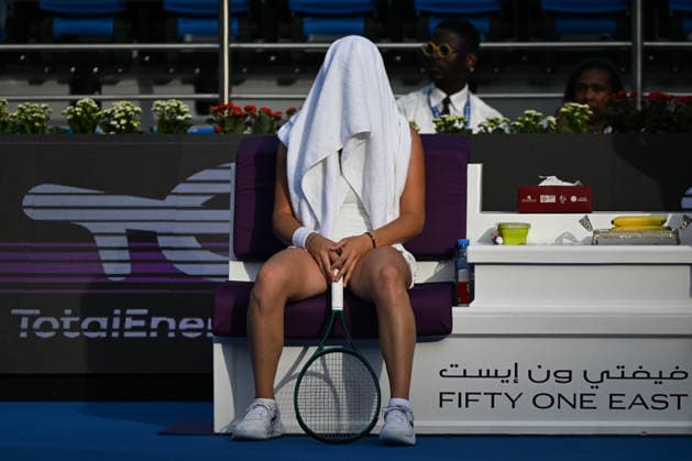 Qatar TotalEnergies Open 2026 - Day Two DOHA, QATAR FEBRUARY 9: Tereza Valentova of the Czech Republic is seen during a matach against Alexandra Eala of the Philippines in the first round on Day Two of the Qatar TotalEnergies Open, part of the Hologic WTA, Tennis Damen Tour at the Khalifa International Tennis and Squash Complex on February 9, 2026 in Doha, Qatar. Doha Qatar  Copyright: xArturxWidakx originalFilename:widak-qatartot260209_npJSB.jpg