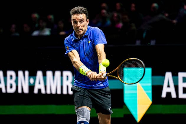 2026-02-09 ABN AMRO Open - Day One ROTTERDAM, NETHERLANDS - FEBRUARY 9: Roberto Bautista Agut competing during Day One of the ABN AMRO Open at Rotterdam Ahoy on February 9, 2026 in Rotterdam, Netherlands. (Photo by Gabriel Calvino Alonso BSR Agency) Rotterdam Netherlands Content not available for redistribution in The Netherlands directly or indirectly through any third parties. Copyright: xBSRxAgencyx