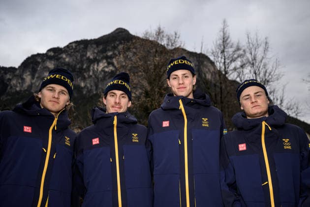 260209 Edvin Anger, Johan Häggström, Anton Grahn and Alvar Myhlback of the Swedish national cross-country skiing team at a press meet during day 3 of the 2026 Winter Olympics on February 9, 2026 in Val di Fiemme. Photo: Maxim Thore BILDBYRAN kod MT MT0967 skidor cross-country skiing langrenn Olympic Games, Olympische Spiele, Olympia, OS olympics winter olympics os ol olympiska spel vinter-os olympiske leker milano cortina 2026 milan cortina 2026 milano cortina 2026 olympic games milano cortina 2026 winter olympic games milano cortina-os milano cortina-ol vinter-ol 3 bbeng sverige pressträff *** 260209 Edvin Anger, Johan Häggström, Anton Grahn and Alvar Myhlback of the Swedish national cross country skiing team at a press meet during day 3 of the 2026 Winter Olympics on February 9, 2026 in Val di Fiemme Photo Maxim Thore BILDBYRAN kod MT MT0967 skidor cross country skiing langrenn olympic games olympics winter olympics os ol olympiska spel vinter os olympiske leker milano cortina 2026 milan cortina 2026 milano cortina 2026 olympic games milano cortina 2026 winter olympic games milano cortina os milano cortina ol vinter ol 3 bbeng sverige pressträff  Copyright: MAXIMxTHORE BB260209MT085