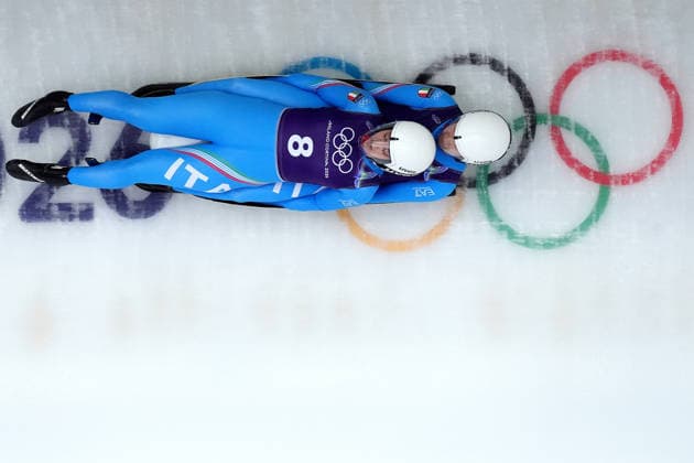 Italy ™s VOETTER Andrea OBERHOFER Marion during Luge Women™s doubles official training at the Cortina Sliding Centre at the Milano Cortina 2026 Winter Olympics, in Cortina (Italy) February 9 , 2026 (Spada LaPresse)  Copyright: xSpada LaPressex