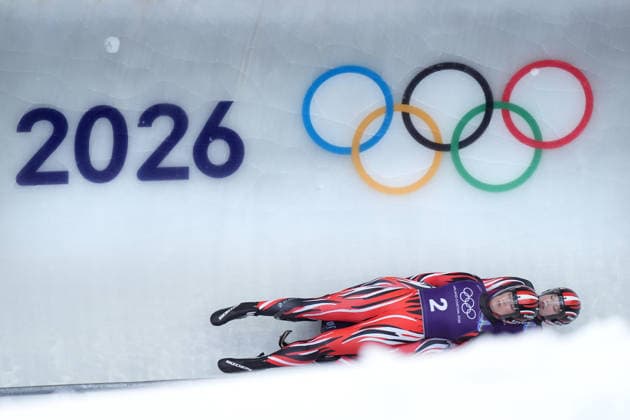 Austria ™s EGLE Selina KIPP Lara Michaela during Luge Women™s doubles official training at the Cortina Sliding Centre at the Milano Cortina 2026 Winter Olympics, in Cortina (Italy) February 9 , 2026 (Spada LaPresse)  Copyright: xSpada LaPressex