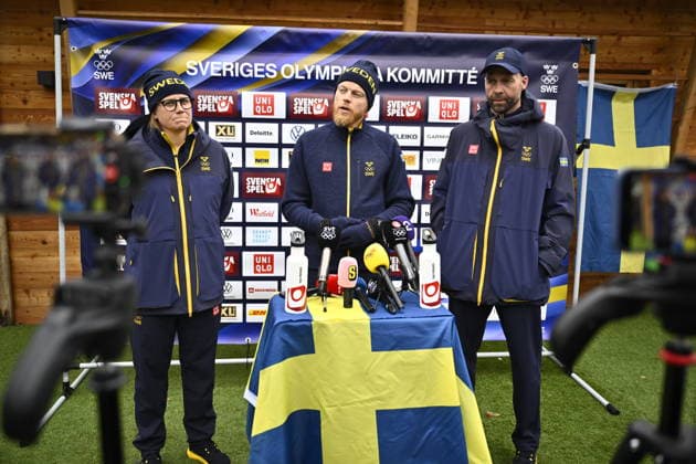 VAL DI FIEMME, ITALY 20260209 Coach Anders Högberg, national team, Nationalteam manager Anders Byström, coach Ida Ingemarsdotter and national team coach Stefan Thomson at a press conference, PK, Pressekonferenz with the Swedish national ski team at the Sweden arena ahead of the women s sprint during the Winter Olympics in Val di Fiemme, Italy. *** The image is included in the SPORTS PACKAGE. For others PAYMENT IMAGE *** VAL DI FIEMME ITALY x10430x *** VAL DI FIEMME, ITALY 20260209 Coach Anders Högberg, national team manager Anders Byström, coach Ida Ingemarsdotter and national team coach Stefan Thomson at a press conference with the Swedish national ski team at the Sweden arena ahead of the women s sprint during the Winter Olympics in Val di Fiemme, Italy The image is included in the SPORTS PACKAGE For others PAYMENT IMAGE VAL DI FIEMME ITALY x10430x  Copyright: xChristinexOlsson TTx OLYMPICS 2026 SKIING