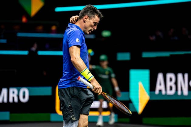 2026-02-09 ABN AMRO Open - Day One ROTTERDAM, NETHERLANDS - FEBRUARY 9: Roberto Bautista Agut looks dejected during Day One of the ABN AMRO Open at Rotterdam Ahoy on February 9, 2026 in Rotterdam, Netherlands. (Photo by Gabriel Calvino Alonso BSR Agency) Rotterdam Netherlands Content not available for redistribution in The Netherlands directly or indirectly through any third parties. Copyright: xBSRxAgencyx