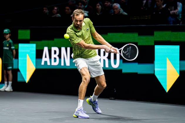 2026-02-09 ABN AMRO Open - Day One ROTTERDAM, NETHERLANDS - FEBRUARY 9: Daniil Medvedev competing during Day One of the ABN AMRO Open at Rotterdam Ahoy on February 9, 2026 in Rotterdam, Netherlands. (Photo by Gabriel Calvino Alonso BSR Agency) Rotterdam Netherlands Content not available for redistribution in The Netherlands directly or indirectly through any third parties. Copyright: xBSRxAgencyx