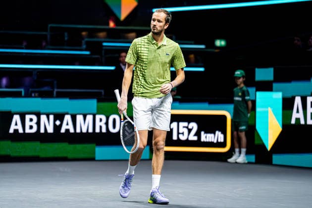2026-02-09 ABN AMRO Open - Day One ROTTERDAM, NETHERLANDS - FEBRUARY 9: Daniil Medvedev looks on during Day One of the ABN AMRO Open at Rotterdam Ahoy on February 9, 2026 in Rotterdam, Netherlands. (Photo by Gabriel Calvino Alonso BSR Agency) Rotterdam Netherlands Content not available for redistribution in The Netherlands directly or indirectly through any third parties. Copyright: xBSRxAgencyx