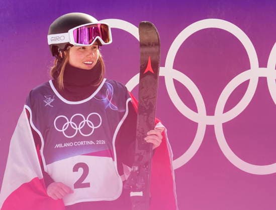 February 9, 2026, Livigno, Italy: Megan Oldham, of Canada, reacts after winning the bronze medal in the women s freeski slopestyle final at the Milano Cortina 2026 Winter Olympic Games, Olympische Spiele, Olympia, OS in Livigno, Italy on Monday, Feb. 9, 2026. Canada News - February 9, 2026  - ZUMAc35_ 20260209_zaf_c35_054 Copyright: xSeanxKilpatrickx