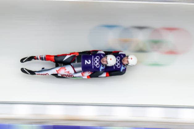 Wardrope Devin and Zajanski Cole from Canada during the Winter Olympic Games, Olympische Spiele, Olympia, OS Milano Cortina 2026, in Cortina Sliding Centre , on February 9 2026, in Cortina, Italy  Copyright: xFedericoxManoni IPAxSportx xipa-agency.netx xx IPA_71185420 IPA_Agency_IPA71185420