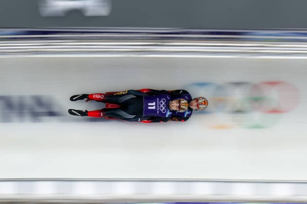 February 9, 2026, Cortina, Veneto, Italy: Jubayi Saikeyi and Hou Shuo from PeopleÃ¢â‚¬â ¢s Republic of China during the Winter Olympic Games, Olympische Spiele, Olympia, OS Milano Cortina 2026, in Cortina Sliding Centre , on February 9 2026, in Cortina, Italy Cortina Italy - ZUMAm345 20260209_oly_m345_069 Copyright: xFedericoxManonix
