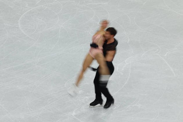 February 9, 2026, Milan, Lombardy, Italy: LAURENCE FOURNIER BEAUDRY and GUILLAUME CIZERON of France practice their Ice Dance Rhythm Dance of the Figure skating, Eiskunstlauf Team Event at the Milano Cortina 2026 Winter Olympic Games, Olympische Spiele, Olympia, OS Olympics 2026: Milano Cortina: Figure Skating Ice Dance Rhythm Dance  - ZUMAc179 20260209_oly_c179_009 Copyright: xMickaelxChavetx