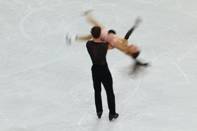 February 9, 2026, Milan, Lombardy, Italy: LAURENCE FOURNIER BEAUDRY and GUILLAUME CIZERON of France practice their Ice Dance Rhythm Dance of the Figure skating, Eiskunstlauf Team Event at the Milano Cortina 2026 Winter Olympic Games, Olympische Spiele, Olympia, OS Olympics 2026: Milano Cortina: Figure Skating Ice Dance Rhythm Dance  - ZUMAc179 20260209_oly_c179_010 Copyright: xMickaelxChavetx