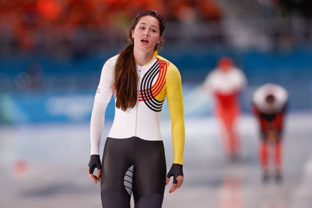 MILAN , 09-02-2026 , Milano Speed skating, Eisschnelllauf Stadium , season 2025 2026 , Olympic Winter games, Winterspiele,Spiele, Summer games 2026 - Speed Skating 1000m ladies, Picture shows Fran Vanhoutte Olympic Winter Games 2026 - Speed Skating 1000m ladies  x201439354x Copyright: