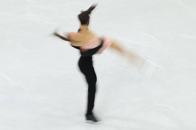 February 9, 2026, Milan, Lombardy, Italy: LAURENCE FOURNIER BEAUDRY and GUILLAUME CIZERON of France practice their Ice Dance Rhythm Dance of the Figure skating, Eiskunstlauf Team Event at the Milano Cortina 2026 Winter Olympic Games, Olympische Spiele, Olympia, OS Milan Italy - ZUMAc179 20260209_oly_c179_021 Copyright: xMickaelxChavetx