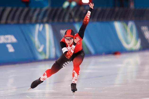 MILAN , 09-02-2026 , Milano Speed skating, Eisschnelllauf Stadium , season 2025 2026 , Olympic Winter games, Winterspiele,Spiele, Summer games 2026 - Speed Skating 1000m ladies, Picture shows Kaitlyn McGregor Olympic Winter Games 2026 - Speed Skating 1000m ladies  x201439515x Copyright: